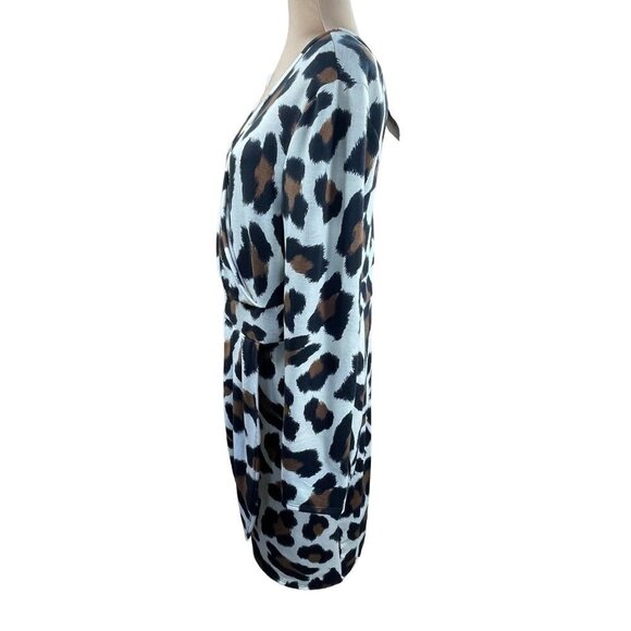 New Find Me Plus Curvy Leopard Faux Wrap Dress V-Neck Long Sleeve Size 3XL - Picture 2 of 7